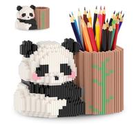 FCXVXCL Panda Bloques Construcción Panda Soporte para Lápices Mini Bloques de Construcción Juego Bloque Adorable Decoración de Escritorio Regalo para Niñas y Niños