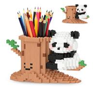 FCXVXCL Panda Bloques Construcción Panda Soporte para Lápices Mini Bloques de Construcción Miniatura Ladrillos de Animales Decoración de Escritorio Regalo para Niñas y Niños