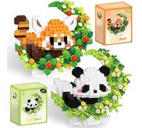 FCXVXCL Panda Bloques de Construcción, 2PCS Panda Micro Construcciones Mini Building Blocks Mini Bloques Modelo 3D Puzzle Bloque de Construccións Figuras Regalo para Regalo de Cumpleaños