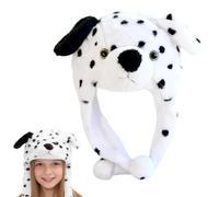 FCXVXCL Sombrero de Peluche Sombrero de Animal, Cálido Gorro con Capucha 2 En 1 Gorro Calentador de Invierno para Niños, Adultos, Disfraz de Animal, Cosplay, Carnaval-Patrón de Perro Manchado
