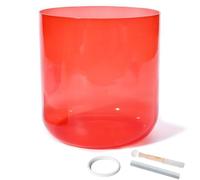 FCYADDQ Cuenco de cristal de cuarzo cósmico transparente de alquimia roja de 440/432 Hz, cuenco de canto de luz cósmica natural, para meditación, oración, yoga, reducción del estrés (nota D, 6