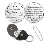 FCZIVA Abuelo Ficha de Abrazo de Bolsillo Navidad Cumpleaños Llaveros doble cara con Llavero de cuero PU aprecia el Día del Padre Hombres Día de la Familia Recuerdo Año Nuevo