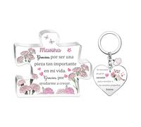 FCZIVA Maestra Regalo Set De 2 Piezas De Llavero Carteles y Placas Profesora Apreciación Día Del Maestro Cumpleaños Mujeres Retiro Navidad Llavero Personalizado Docente Gracias por Ayudarme A Crecer