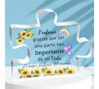 FCZIVA Maestro Acrílico Rompecabezas Placa Adornos Hombres Día del Profesor Regalos Escritorio Letrero Apreciar Navidad Decoración del Hogar Cumpleaños Jubilación Gracias Recuerdos Girasoles