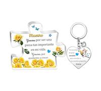 FCZIVA Maestro Regalo Set De 2 Piezas De Llavero Carteles y Placas Profesor Apreciación Día Del Maestro Cumpleaños Hombre Retiro Navidad Llavero Personalizado Tutor Gracias por Ayudarme A Crecer