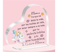 FCZIVA Mamá Corazón Acrílico Placa Adornos Mujeres Regalos Día Madre Letrero Escritorio Elefante Navidad Personalizado Decoración del Hogar Cumpleaños de Mami Jubilación Gracias Apreciar Recuerdo