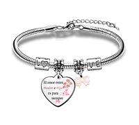 FCZIVA Mamá e Hija Brazaletes Pulsera Ajustable Mujer Día Madres Regalo de Cumpleaños Joyería Recuerdo Graduación Acompañar Apreciar Acción de Gracias Lazo de Navidad Presenta Clavel Diseño de Flores