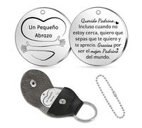 FCZIVA Padrino Ficha de Abrazo de Bolsillo Navidad Cumpleaños Llaveros doble cara con Llavero de cuero PU aprecia el Día del Padre Hombres Día de la Familia Recuerdo Año Nuevo