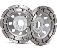 FD-Workstuff Muela de copa de diamante premium │ 2 piezas │ Ø 125 mm x 22,2 mm │ 2 hileras │ para hormigón, granito, mampostería, piedra natural │ adecuada para amoladoras angulares