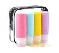 FDADVAN Botella de Viaje de Silicona- 4 Unidades Contenedor de Viaje de 100ml- Botella de Viaje para Champú, Loción, Gel de Ducha, Kit de Viaje Productos de Aseo(Macaron)