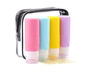 FDADVAN Botella de Viaje de Silicona- 4 Unidades Contenedor de Viaje de 100ml- Botella de Viaje para Champú, Loción, Gel de Ducha, Kit de Viaje Productos de Aseo(Macaron)