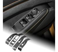 FDAIUN Para Ford Mustang Mach-E 2021 2022 2023 Carbon Fibre Window Regulator Switch Panel Frame Cover Sticker 4pcs Accesorios