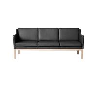 FDB Møbler Sofá MK46 Mogens Koch de 3 plazas Roble lacado-cuero negro