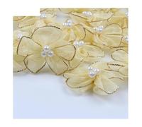FDBTYJN Flores De Tela 30 Uds. De Cabeza de Flor de Organza Hecha a Mano de 4cm, Seda Artificial for Corona, joyería, Vestido, Tocado, decoración del hogar, Boda, Rosa Artesanal(Beige)