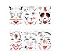 FDCGAS 12 Kits Halloween Tatuaje Temporal de la Cara,Halloween Tatuaje Temporal Cara Zombie Cicatrices Pegatinas para Falso Sangre Especial Costume Maquillaje para Halloween Carnaval Fiestas