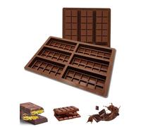 FDCGAS 2 pcs Moldes para chocolates,Molde de silicona,Molde Turron Silicona Molde Chocolate Tableta Profunda,para 6 platos de chocolate, sin BPA, antiadherente, molde de silicona marrón