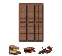 FDCGAS Moldes para chocolates,1 pcs Molde de silicona,Molde Turron Silicona Molde Chocolate Tableta Profunda,para 6 platos de chocolate, sin BPA, antiadherente, molde de silicona marrón