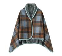 FDDYA Wearable Blanket, Comfy Poncho Throw With Buttons,Comfy Plaid Shawl For Office, For Office, Bed, Sofa And Outdoors, All Seasons(Brown,80X135CM)