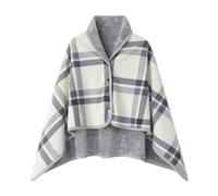 FDDYA Wearable Blanket, Comfy Poncho Throw With Buttons,Comfy Plaid Shawl For Office, For Office, Bed, Sofa And Outdoors, All Seasons(Gray,100X140CM)