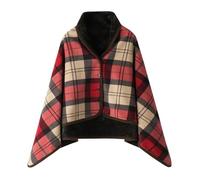 FDDYA Wearable Blanket, Comfy Poncho Throw With Buttons,Comfy Plaid Shawl For Office, For Office, Bed, Sofa And Outdoors, All Seasons(A-red,100X140CM)