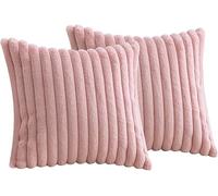 FDEETY Juego de 2 Fundas Cojines Almohada Decorativas Bohemio Estilo Moderno Felpa Suave a Rayas para la Carcasa de del Dormitorio del sofá 45 x 45 cm Rosa