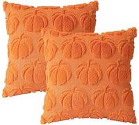 FDEETY 2 Fundas Cojines Calabaza Textura Relieve Decorativas Cuadradas 45x45cm Otoño Hogar Dormitorio Salón