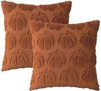FDEETY 2 Fundas Cojines Calabaza Textura Relieve Decorativas Cuadradas 45x45cm Otoño Hogar Dormitorio Salón