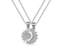 FDEETY 2 Juego de Collares Pareja Sol y Luna Collar de Amistad Joyería Regalo Cumpleaños Navidad San Valentín (#E)
