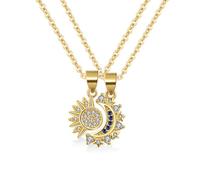 FDEETY 2 Juego de Collares Pareja Sol y Luna Collar de Amistad Joyería Regalo Cumpleaños Navidad San Valentín (#A)