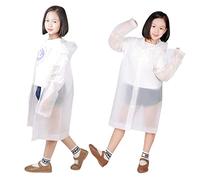 FDEETY 2 Piezas Chubasquero para Niños EVA Abrigos Impermeables Poncho Ligero Transparente Reutilizable con Capucha Capa de Lluvia