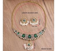 FDEETY 2 Piezas Conjunto Collar Pendientes Gota Cristal Perlas Decorativas Joyería Elegante Mujer Adorno Ceremonial Estilo Tradicional Dorado