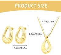 FDEETY 2 Piezas Conjunto Joyería Mujer Pendientes Collar Gota Agua Ovalados Acero Inoxidable Elegante Brillante Cadena Torcida