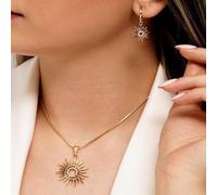 FDEETY 2 Piezas Conjunto Sol Radiante Collar Pendientes Cristal Brillante Joyas Mujer Adorno Elegante Accesorio Femenino