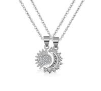 FDEETY 2 Piezas Juego de Collar Pareja Collar Sol y Luna Collar de Amistad Joyería Regalo Cumpleaños Navidad San Valentín