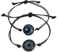 FDEETY Pulsera de Amistad para Parejas Personalizada Mujer Especial Diseño de Sol y Luna Ajustable de Cuerda Negra para Regalo