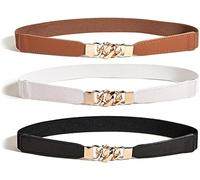 FDEETY 3 Cinturones Elásticos Finos Cadena Dorada Hebilla Metálica Ajustables Elegantes Estilizados Cintura Mujer Complementos