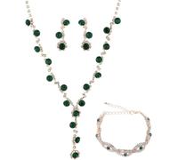 FDEETY 3 Piezas Conjunto Joyas Mujer Cristales Brillantes Collar Pendientes Pulsera Elegante Adorno Nupcial Fiesta