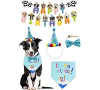 FDEETY 4 Piezas Decoración Celebración Canina Guirnalda Letras Coloridas Sombrero Fiesta Pajarita Pañuelo Mascota Accesorios Animales