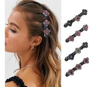 FDEETY 4 Piezas Horquillas Flor Cristal Brillante Pinzas Cabello Decorativas Accesorios Peinado Elegantes Clips Sujeción Pelo Mujer Niñas