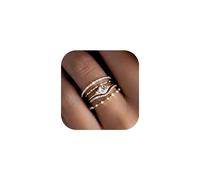 FDEETY 5 Piezas Conjunto Anillos Apilables Oro 14k Circonita Brillante Elegante Joya Mujer Alianza Compromiso Diamante Simulado