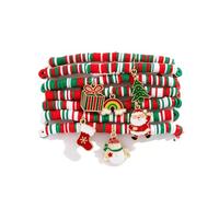FDEETY 5 Piezas Pulseras Navideñas Elásticas Multicolores Colgantes Decorativos Brazaletes Ajustables Joyería Femenina