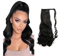 Fdeety Extensión De Cola De Caballo Ondulada Sintética Postizo De Cabello Natural Con Clip Fácil De Usar Largo Y Voluminoso Ideal Para Todos Los Días Y Eventos Especiales 24 Pulgadas Negro Natural