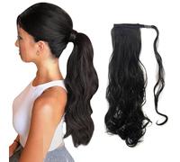 FDEETY 55cm Ponytail Hairpiece Extensión de cabello rizado, 120g Long Curly Wave Magic Clip Wrap Around Synthetic Like Human Hair Hair para mujeres