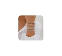 FDEETY 8 Piezas Pulseras Mujer Multicapa Cadena Eslabones Cuentas Redondas Apilables Ajustables Elegantes Joyería Minimalista Accesorios Muñeca
