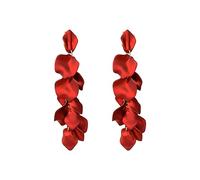 FDEETY Acrílico Pendientes Largo Pétalo Colgante Flor Borla Colorido para Mujer Niña (Rojo)
