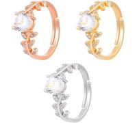 FDEETY Anillo De Hoja Ajustable Con Circonita Cúbica Diseño Elegante En Oro Rosa Plata Y Dorado Joyería Fina Para Mujer Accesorio De Moda