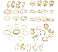 FDEETY Anillos Ajustables Conjunto Variado Diseños Lazo Mariposa Corazón Cadena Cristal Perla Apilables Minimalistas Elegantes Mujer Joyería