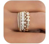 FDEETY Anillos Apilables de Oro para Mujer Set de 4 Anillos Elegantes con Diseño de Hojas y Zirconia Cúbica Joyería Fina para Mujer Accesorios de Moda