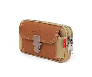 FDEETY Bolsa Cintura Táctica para Teléfono Móvil Funda Cinturón para Herramientas Pequeñas de Multiusos Deportes Senderismo Camping (Horizontal-Caqui)