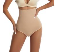 FDEETY Braga Faja Reductora Mujer Invisible Fajas Reductoras Sin Costuras Moldeadoras Vientre Plano Adelgazante Pantalon Cintura Alta Invisible Abdomen Shapewear Braguitas Control(Almendra,M)